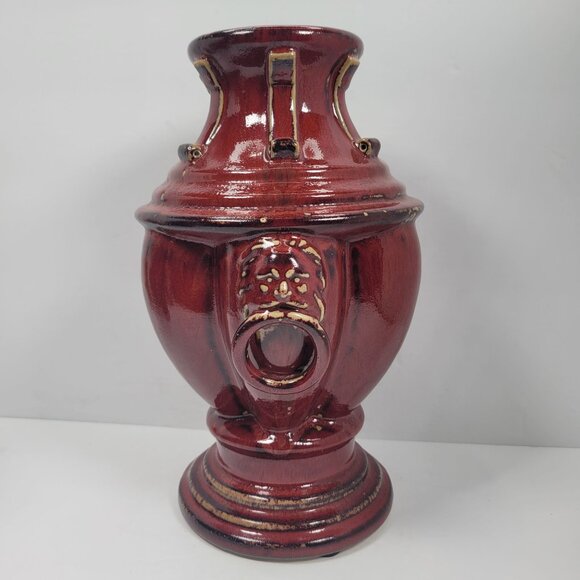 Vintage Bombay Company Burgandy Lion Ring Garden Planter Pot Vase - Picture 4 of 7